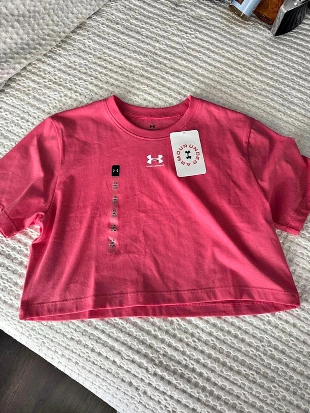 Under Armour UA Tech Branded Crop Short-Sleeve T-Shirt Pink Small
